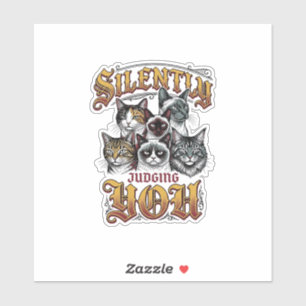 Silently Judging You Vintage Cat Graphic T-Shirt_1