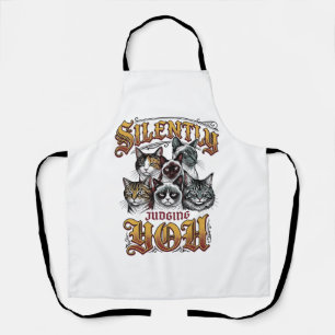 Silently Judging You Vintage Cat Graphic T-Shirt_1 Apron