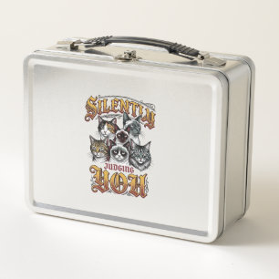 Silently Judging You Vintage Cat Graphic T-Shirt_1 Metal Lunch Box