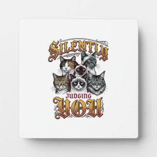 Silently Judging You Vintage Cat Graphic T-Shirt_1 Plaque