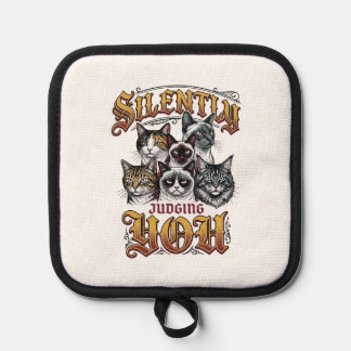 Silently Judging You Vintage Cat Graphic T-Shirt_1 Pot Holder