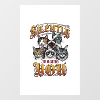 Silently Judging You Vintage Cat Graphic T-Shirt_1 Window Cling
