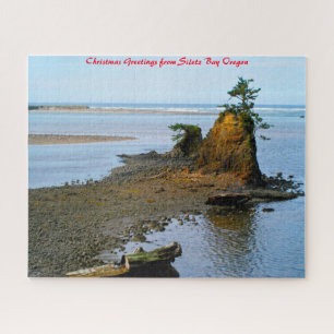 Siletz Bay Oregon. Christmas Greetings Jigsaw Puzzle