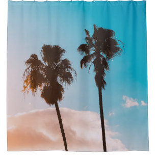 Silhoette of palm tree shower curtain
