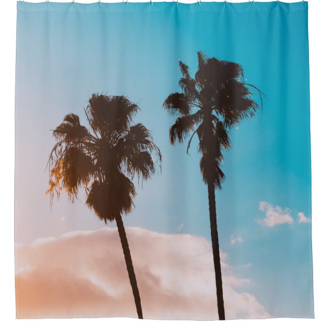 Silhoette of palm tree shower curtain (Front)