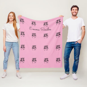 Silhouette African Art Celebration Dance Pink Fleece Blanket