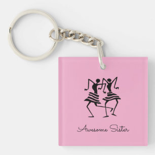 Silhouette African Art Celebration Dance Sister Key Ring