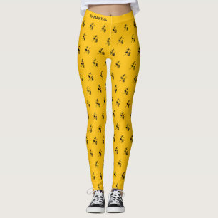 Silhouette African Art Happiness Dance Orange Leggings