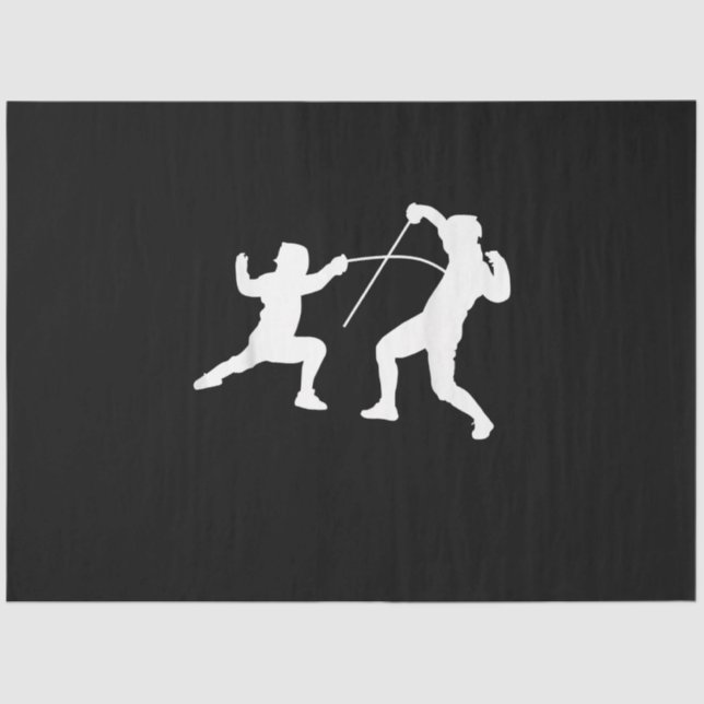 Silhouette American Fencing Fencer Swordsman Fight Tissue Paper (Front)