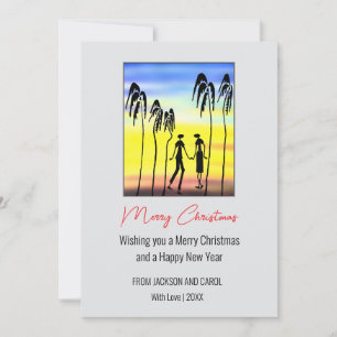 Silhouette and Palm Trees Christmas Holiday Card
