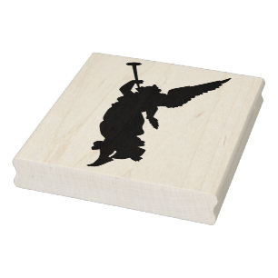 Silhouette Angel with trumpet art stamp
