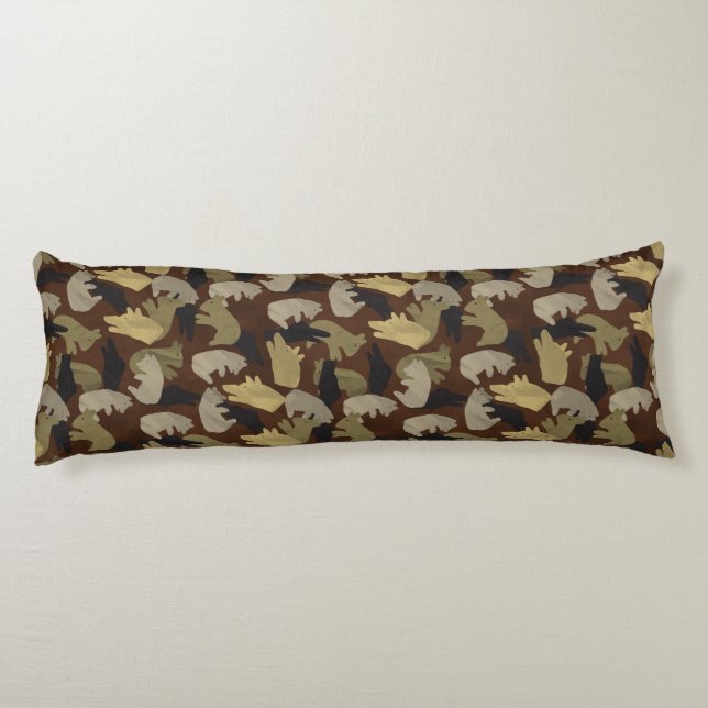 Silhouette Animal Camouflage Brown Body Cushion (Back)