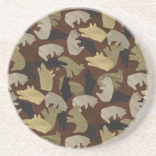 Silhouette Animal Camouflage Brown Coaster