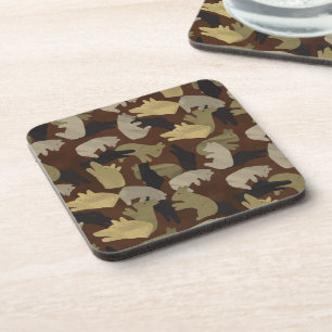 Silhouette Animal Camouflage Brown Coaster