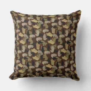 Silhouette Animal Camouflage Brown Cushion