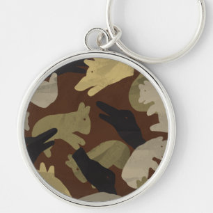 Silhouette Animal Camouflage Brown Key Ring