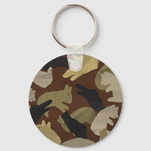 Silhouette Animal Camouflage Brown Key Ring