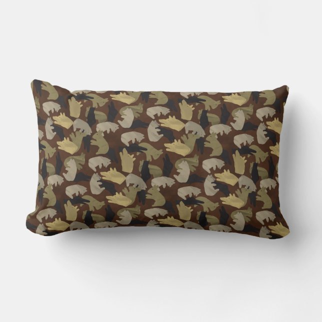Silhouette Animal Camouflage Brown Lumbar Cushion (Front)