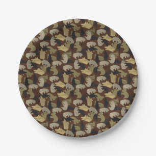 Silhouette Animal Camouflage Brown Paper Plate