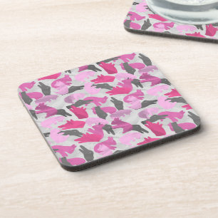 Silhouette Animal Camouflage Pink Coaster