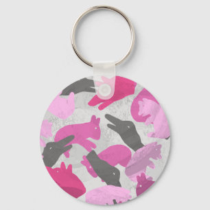 Silhouette Animal Camouflage Pink Key Ring
