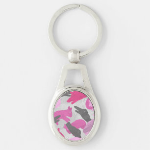 Silhouette Animal Camouflage Pink Key Ring