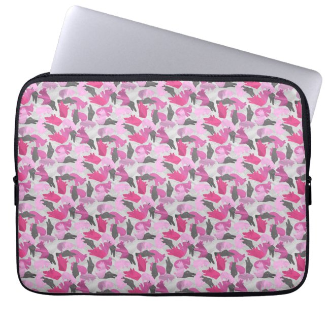 Silhouette Animal Camouflage Pink Laptop Sleeve (Front)