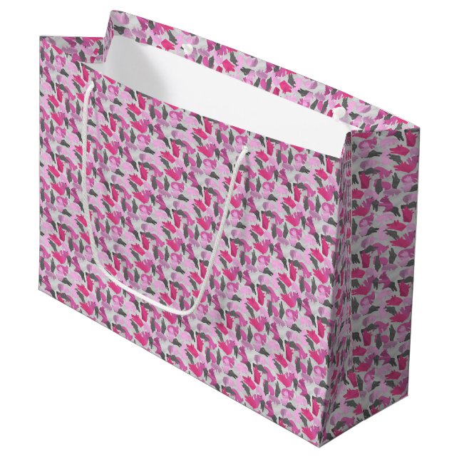 Silhouette Animal Camouflage Pink Large Gift Bag (Front Angled)