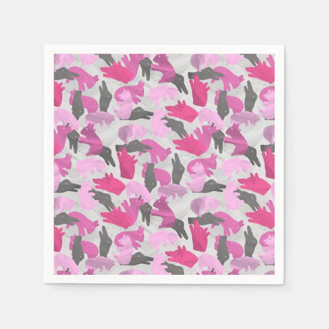 Silhouette Animal Camouflage Pink Napkin (Front)