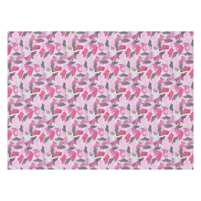 Silhouette Animal Camouflage Pink Tablecloth (Front (Horizontal))