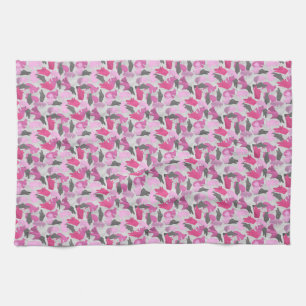 Silhouette Animal Camouflage Pink Tea Towel