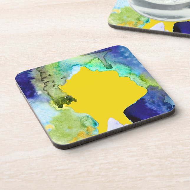 Silhouette art abstract watercolor coaster (Left Side)