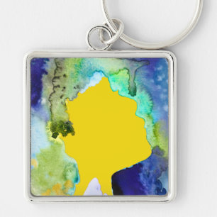 Silhouette art abstract watercolor key ring