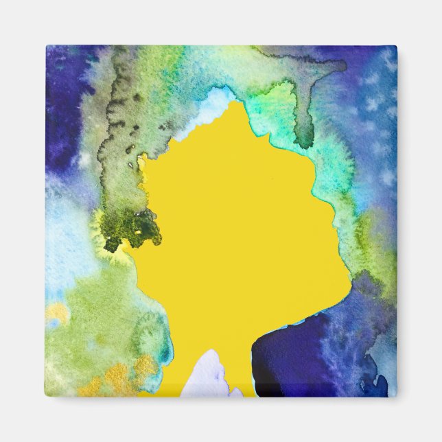 Silhouette art abstract watercolor magnet (Front)