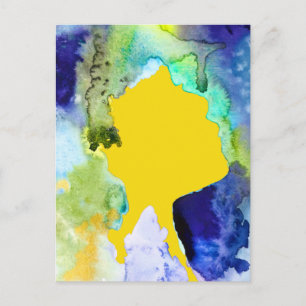 Silhouette art abstract watercolor postcard