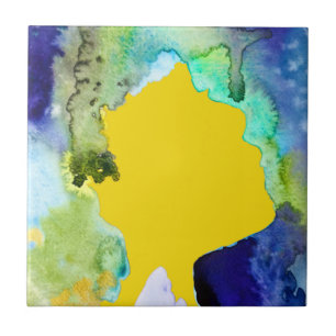 Silhouette art abstract watercolor tile