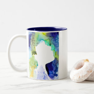 Silhouette art abstract watercolor Two-Tone coffee mug