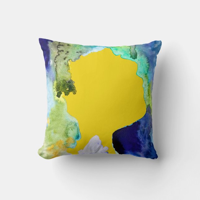 Silhouette art watercolor abstract cushion (Front)