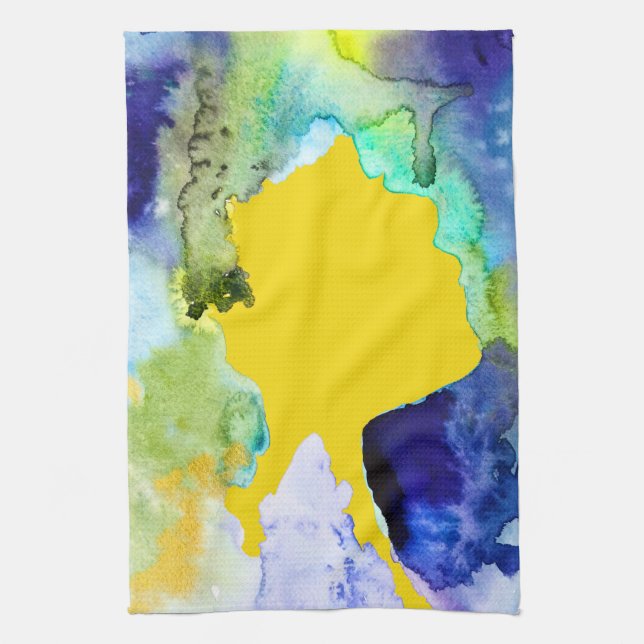 Silhouette art watercolor abstract tea towel (Vertical)