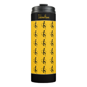 Silhouette athlete, Kenya African Art Orange Thermal Tumbler