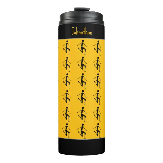Silhouette athlete, Kenya African Art Orange Thermal Tumbler (Front)