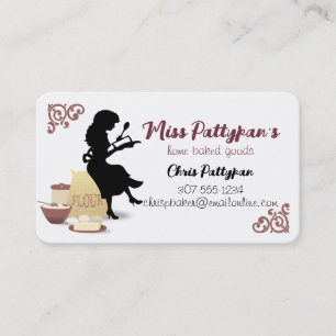 Silhouette baking bakery cooking class pastry chef business card