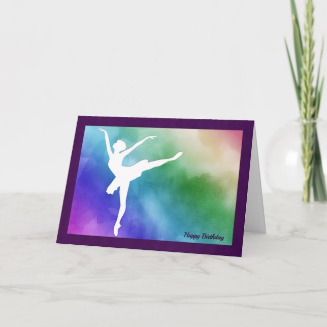 Silhouette Ballerina Cutout Birthday Card (Front)
