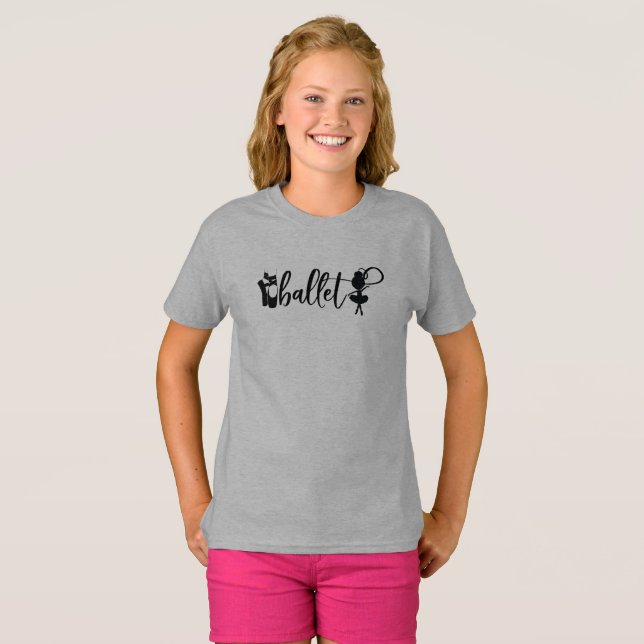 Silhouette Ballet Dancer Slippers   T-Shirt (Front Full)