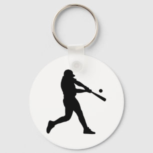 Silhouette Baseball Player Key Ring