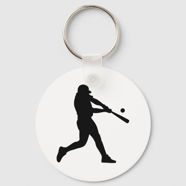 Silhouette Baseball Player Key Ring (Front)