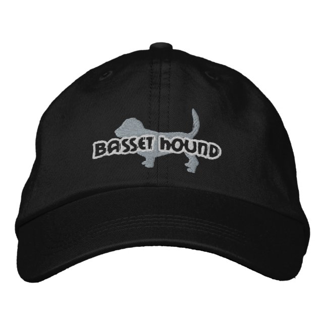 Silhouette Basset Hound Embroidered Hat (Front)