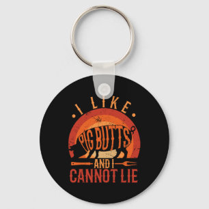 Silhouette Bbq Grill I Like Pig Butts And I Cannot Key Ring