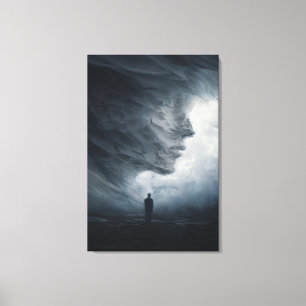 Silhouette Before Colossal Mist Face Canvas Print