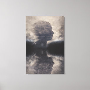 Silhouette Before Colossal Mist Face Canvas Print